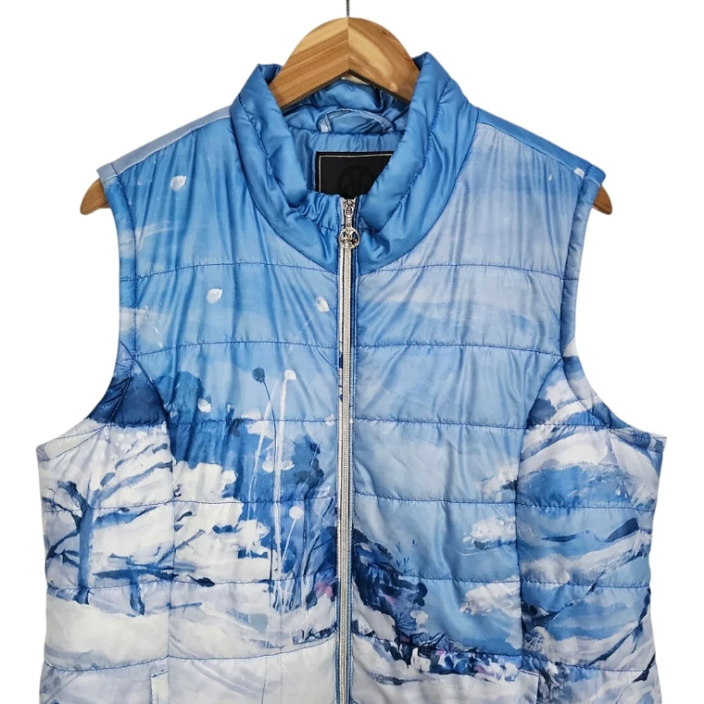 Dolcezza Glacier Bleu Puffer Vest Sz XXL Blue Contemporary Winter Artistic Snow - Picture 6 of 14
